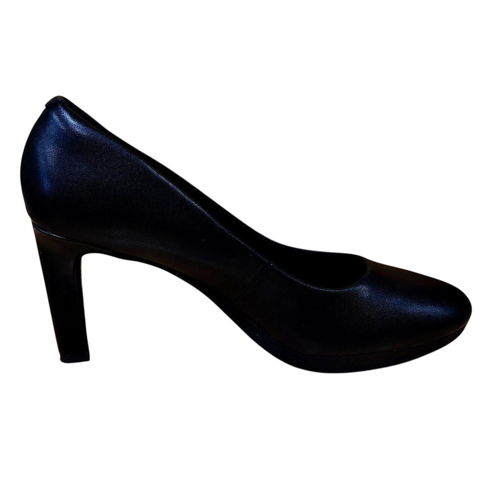 Clarks Collection Adriel Viola Black Leather Platform Pumps Heels Size 10 M - Picture 3 of 9